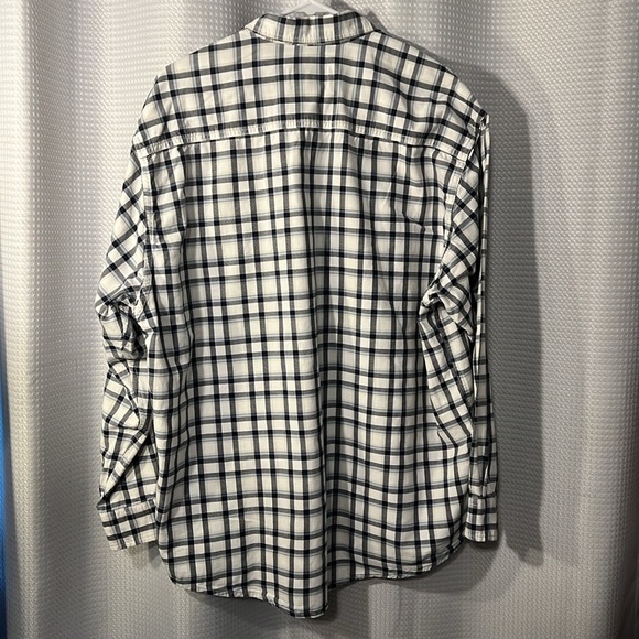 Eddie Bauer Button Down Collared Long Sleeve Blue & White Plaid Size Large shirt - Picture 5 of 10